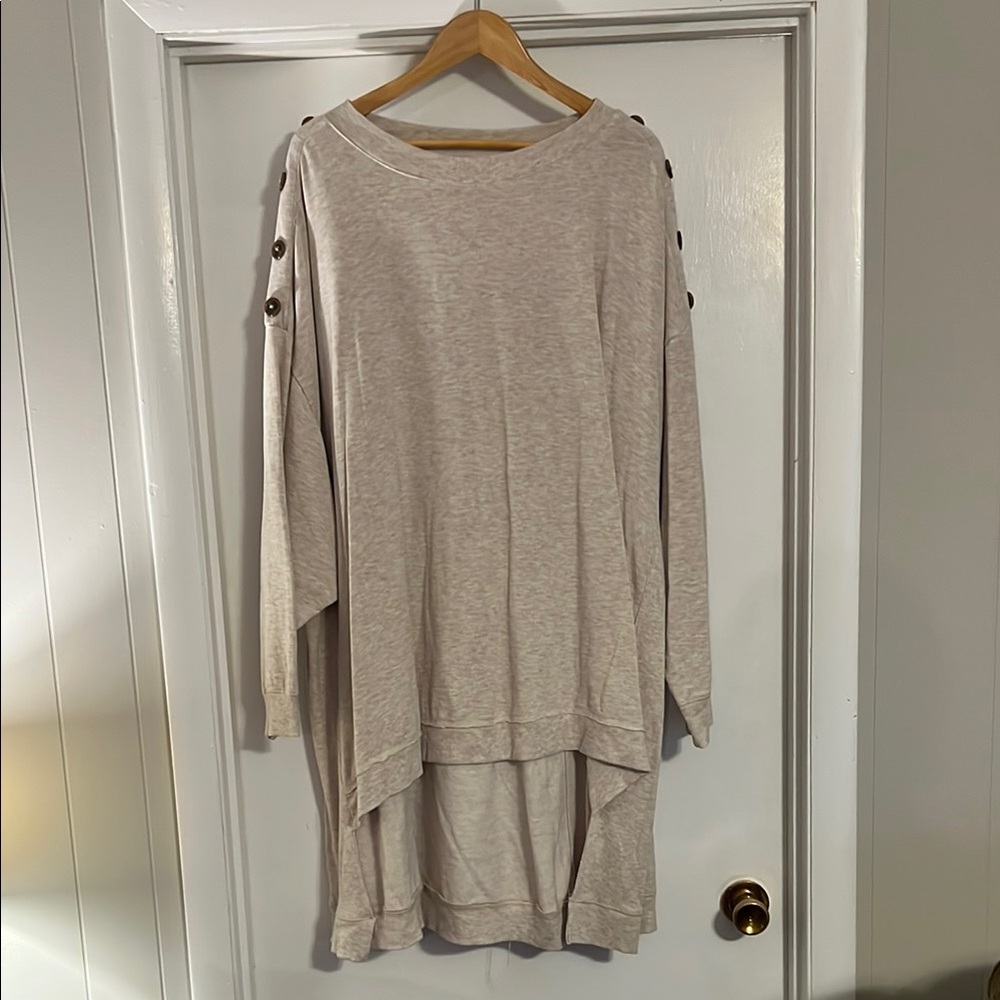 Casual Cream Sweatshirt with Button Detail